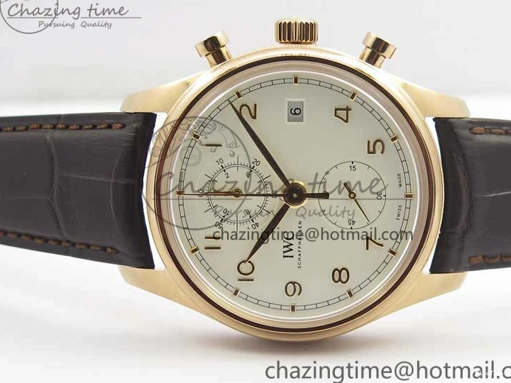 MIROTIME 0321 Lightweight Portugieser Chrono  42 IW390406 RG ZF 1:1 Best Edition White Dial on Brown Leather Strap A 7123